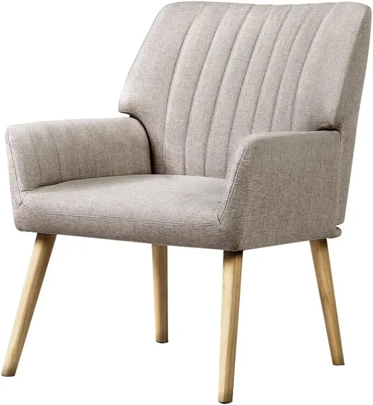 Fabric Beige Arm Recliner Lounge Dining Chairs Sofa Nursing Occasional Seat Reading Seating Armchairs Home Living Room Bedroom F