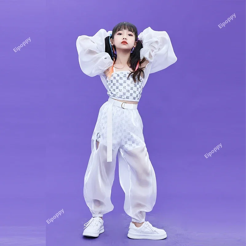 Girls Modeling Stage Walking Dance Wear Set Fashion Street Dance Costumes Kids Kpop Clothes