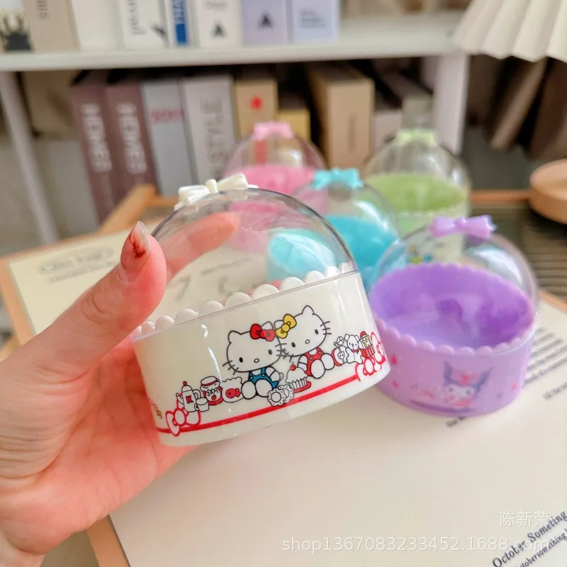 Kawaii Sanrio Anime Peripherals My Melody Kuromi Cinnamoroll Hello Kitty Cartoon Storage Box with Lid Transparent Dust Box