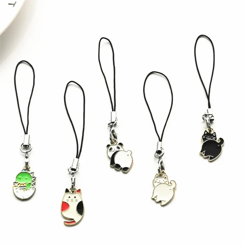 Nouveau Design 1 pièce mignon dessin animé chat Panda Dragon Anime breloques de téléphone animaux porte-clés décoration lanière téléphone sangle Keycord