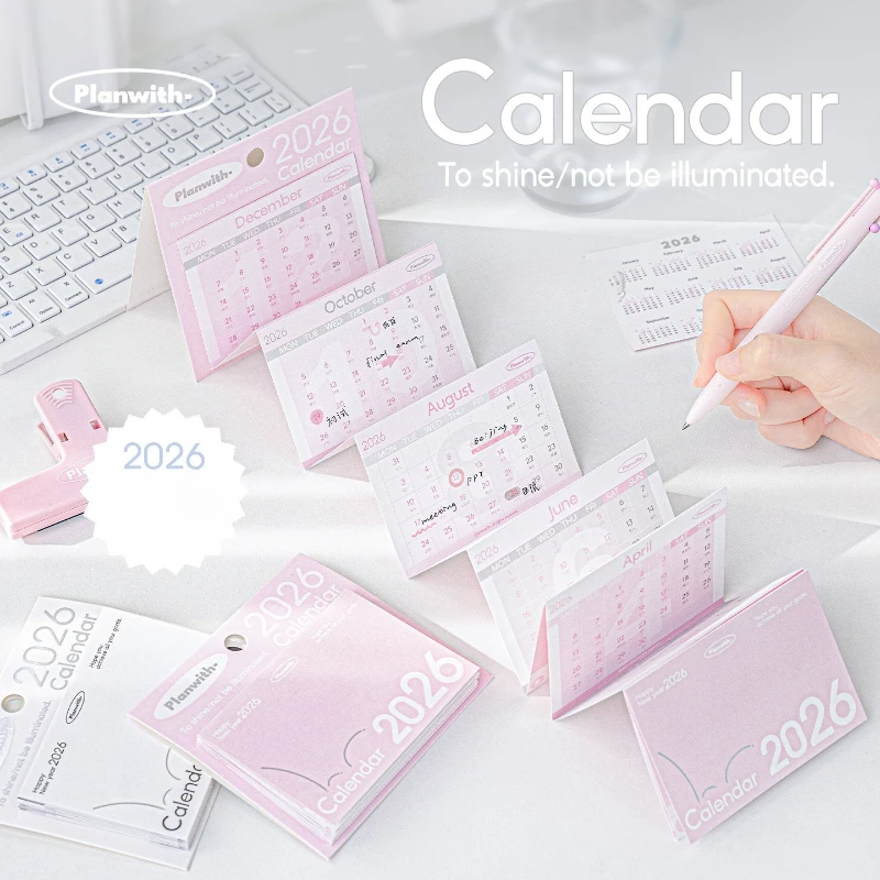 2026 Mini INS Casual Desk Calendar M5 Size Scrapbook Jounral Time Schedule Calendar for Student Simplicity Folded Desk Calendar