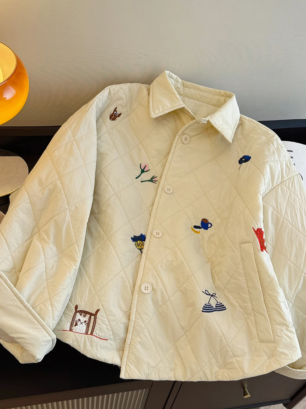 

Korean Japanese High End Embroidered Cotton Jaet Women's Winter Design Sensation Elegance Artistic Simple Outerwear