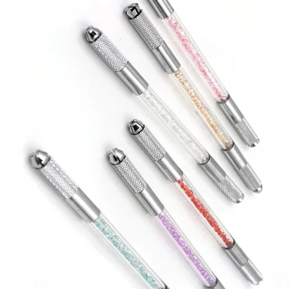 

Microblading Permanent Makeup Eyebrow Pen 2 Usage for Flat or Round Needles Manual Double Crystal Acrylic Tattoo Pen 1pcs