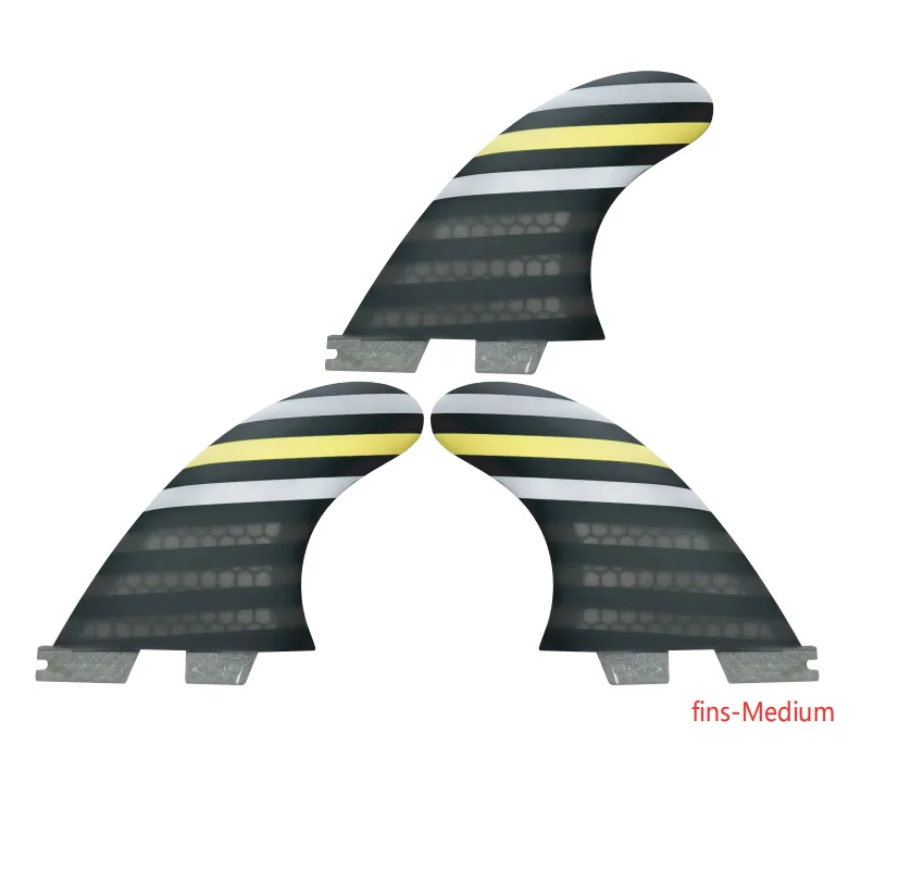 Surf Accessories striped version Fins for FCS 2 Fin Honeycomb Keel Fiberglass Surf Fin Size M