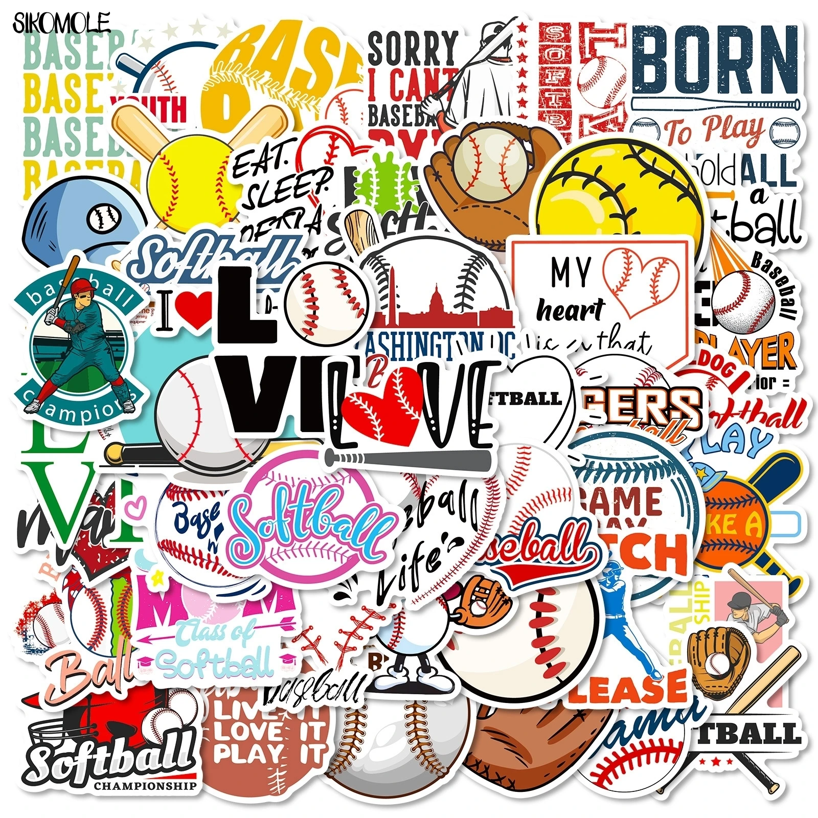 10/50 SZTUK Kreskówkowe Naklejki Graffiti z Motywem Baseballu i Softballu Estetyczne DIY Scrapbook Laptop Artykuły Papiernicze Walizka Naklejki Zabawki dla Dzieci