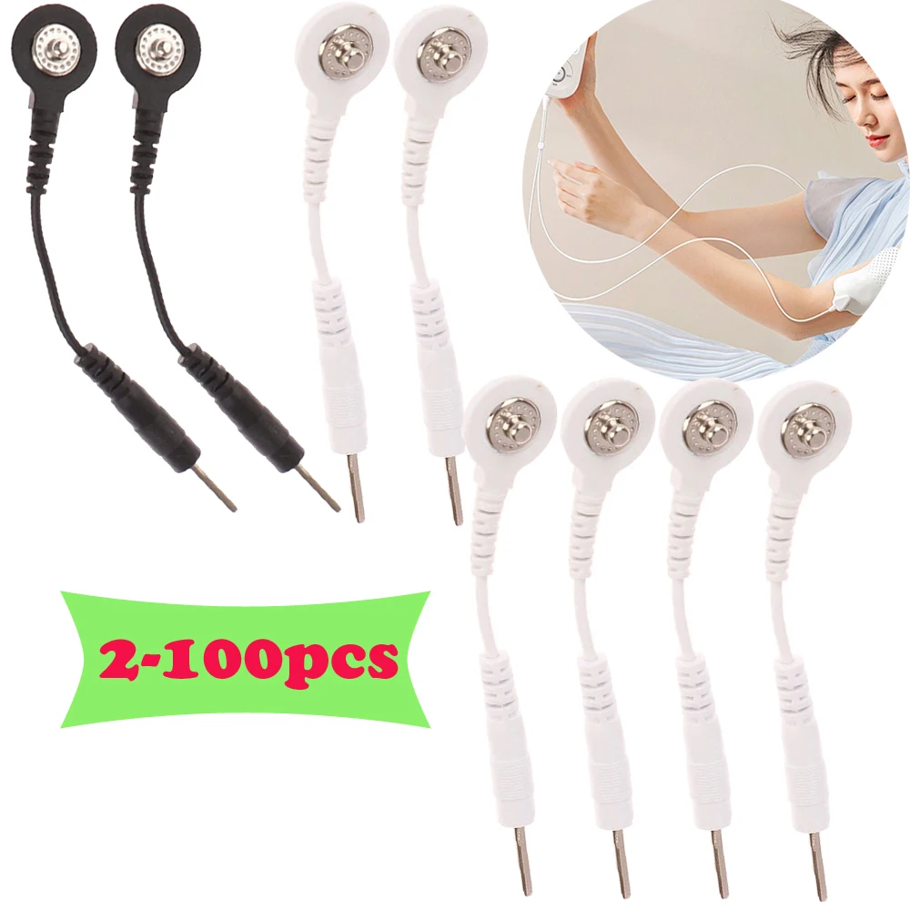 

2-100pcs Electrode Lead Wire Connecting Cables Plug 2.0mm Snap 3.5mm Male Connector Cable Use For Tens/EMS Massage Machine