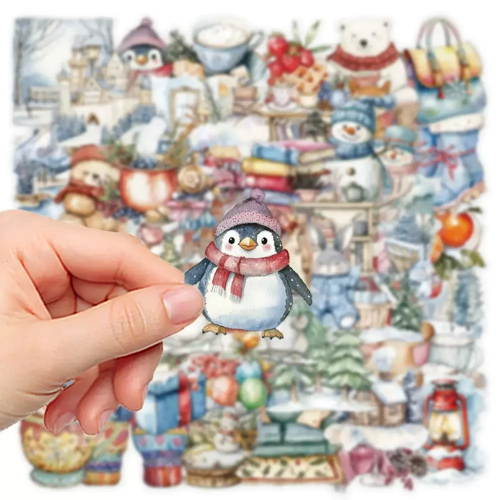 10/50pcs Cute Warm Winter Transparent Graffiti Stickers Christmas Decoration Decals Toys DIY Laptop Phone Guitar Kawaii Sticker