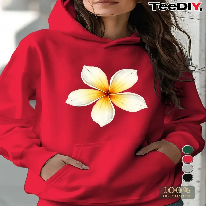 

Зима-Осень, женский свитшот больших размеров, одежда для женщин, реалистичный цветок плюмерии, иллюстрация, круглый вырез, чистый хлопок