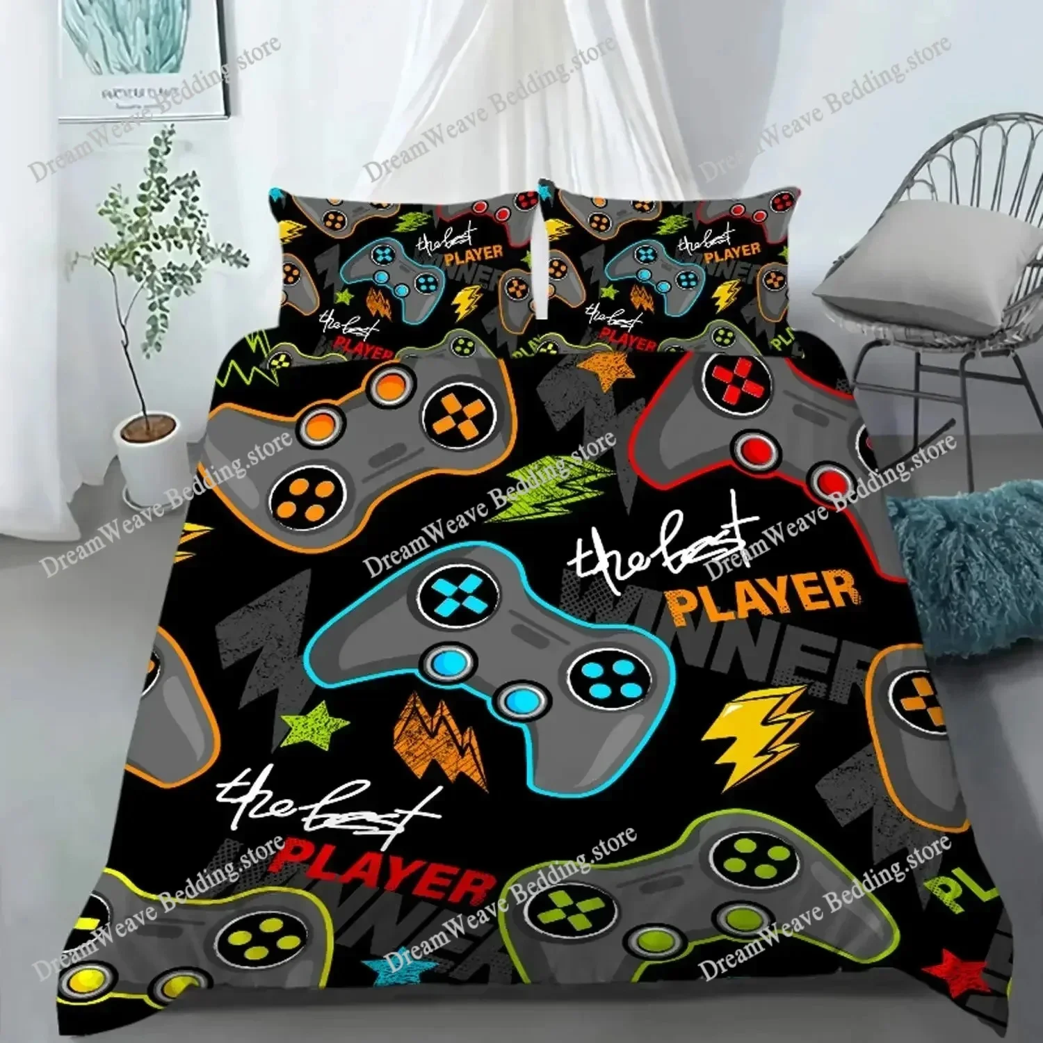Gamer Bedding Sets for Boys Gaming Comforter Cover Children's Video Games Duvet Cover Gamepad Controller Gaming Designs Bed Set5