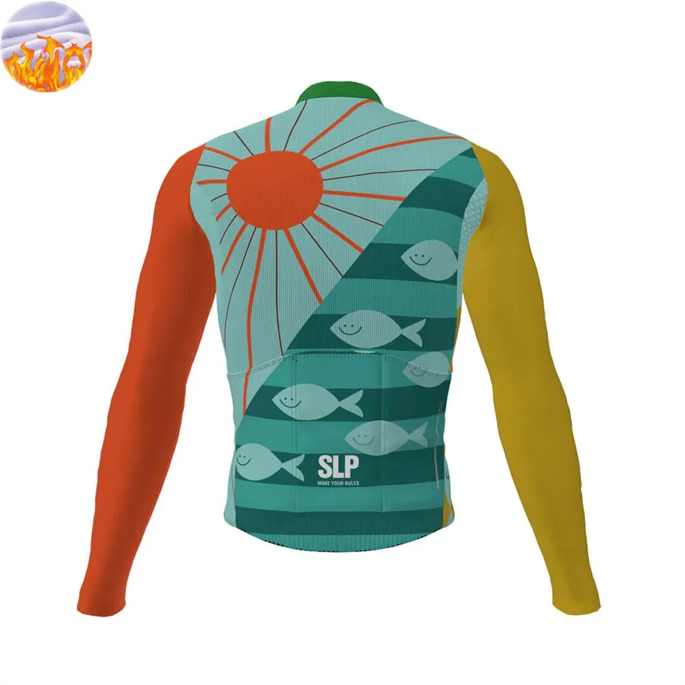 

SLP 2025 Winter Thermal Fleece Cycling Jacket Top MTB Bike Outdoor TEAM Men's Bicycle Clothing Long Sleeve Shirt Uniform new