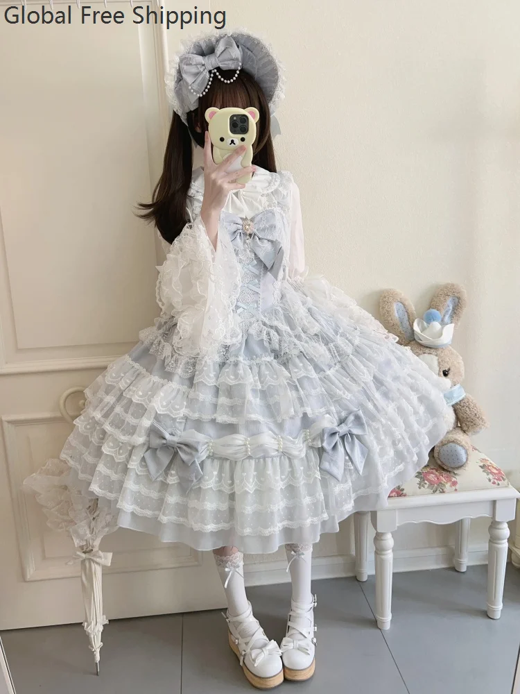

Harajuku Cute Girl Lolita Dress Princess Set Carnival Cosplay Sweet Girl Doll Dress Gorgeous Ball Tea Party Birthday Girl Gown
