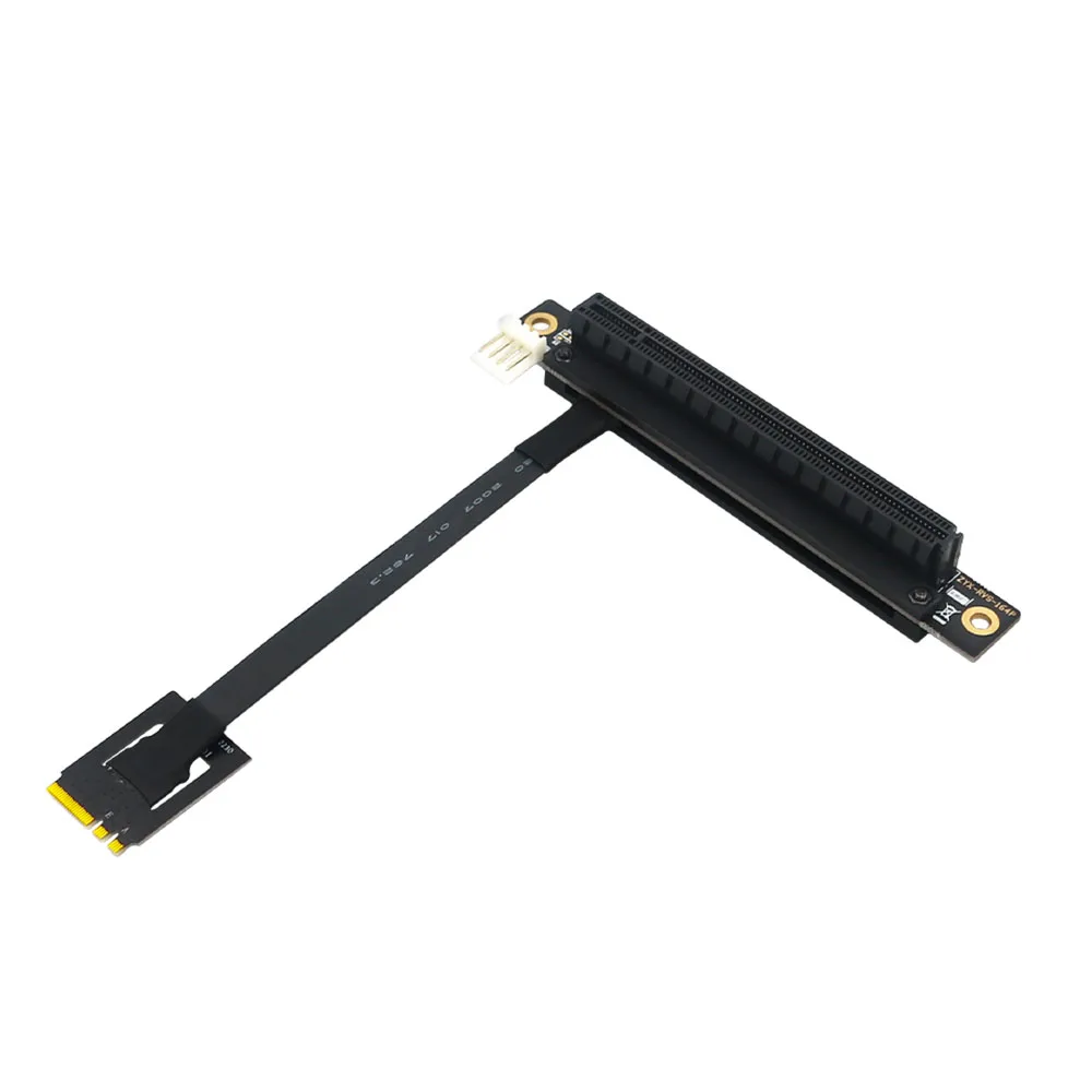 Add On Cards 270 Degree M.2 NGFF Dual Key A-E To PCI-E 16X Adapter Cable with 4Pin FDD Power Connector for PCI-E Tester Extender