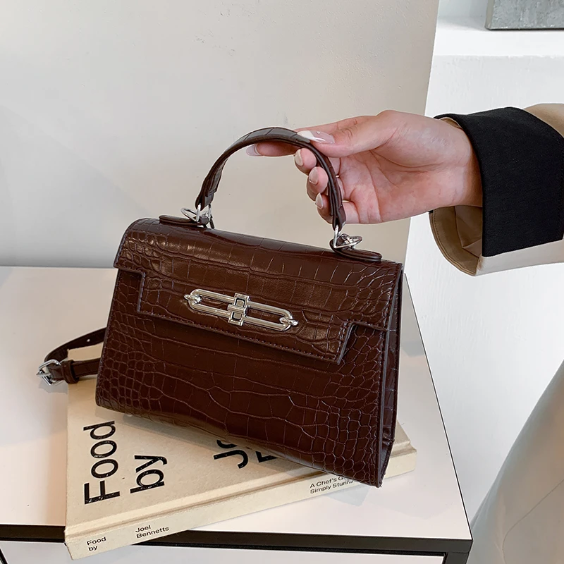 

Luxury Designer Paris Inspired Handbag Vintage Square Satchel Crossbody Bag Textured Leather Women's Shopper