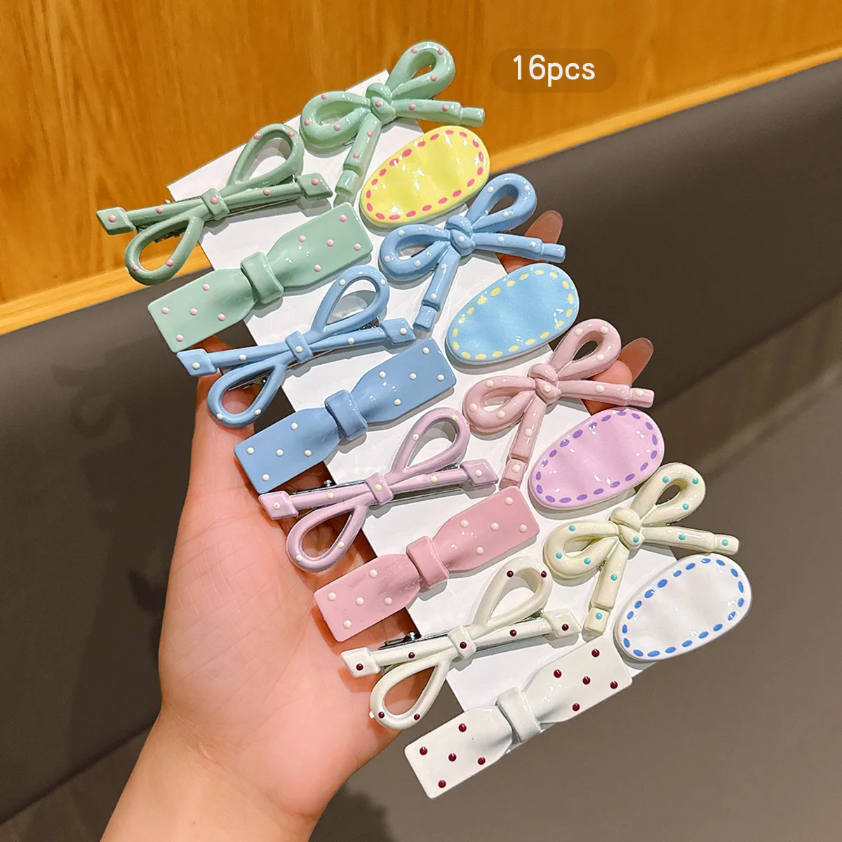 16 colorful simple hair clips with a sweet and stylish style, suitable for daily use as headwear