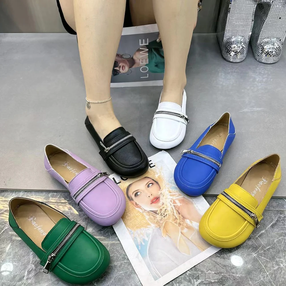 Fashion Designer Women Shoes Plus Size Female Flat Mullers Antislip Casual Women Loafers Patent Leather Slio On Flat Shoes 2024