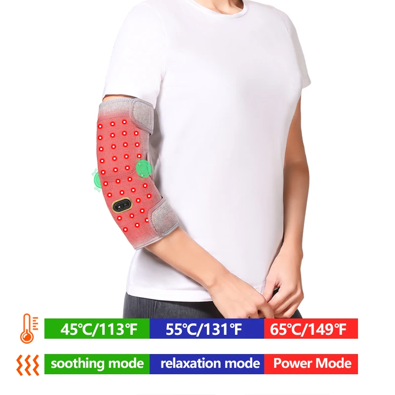 660&850nm Red Light Heating Massage Pad for Elbow Brace Joint Fatigue Relief Near Infrared Light Devices Pad Relief Relax Muscle