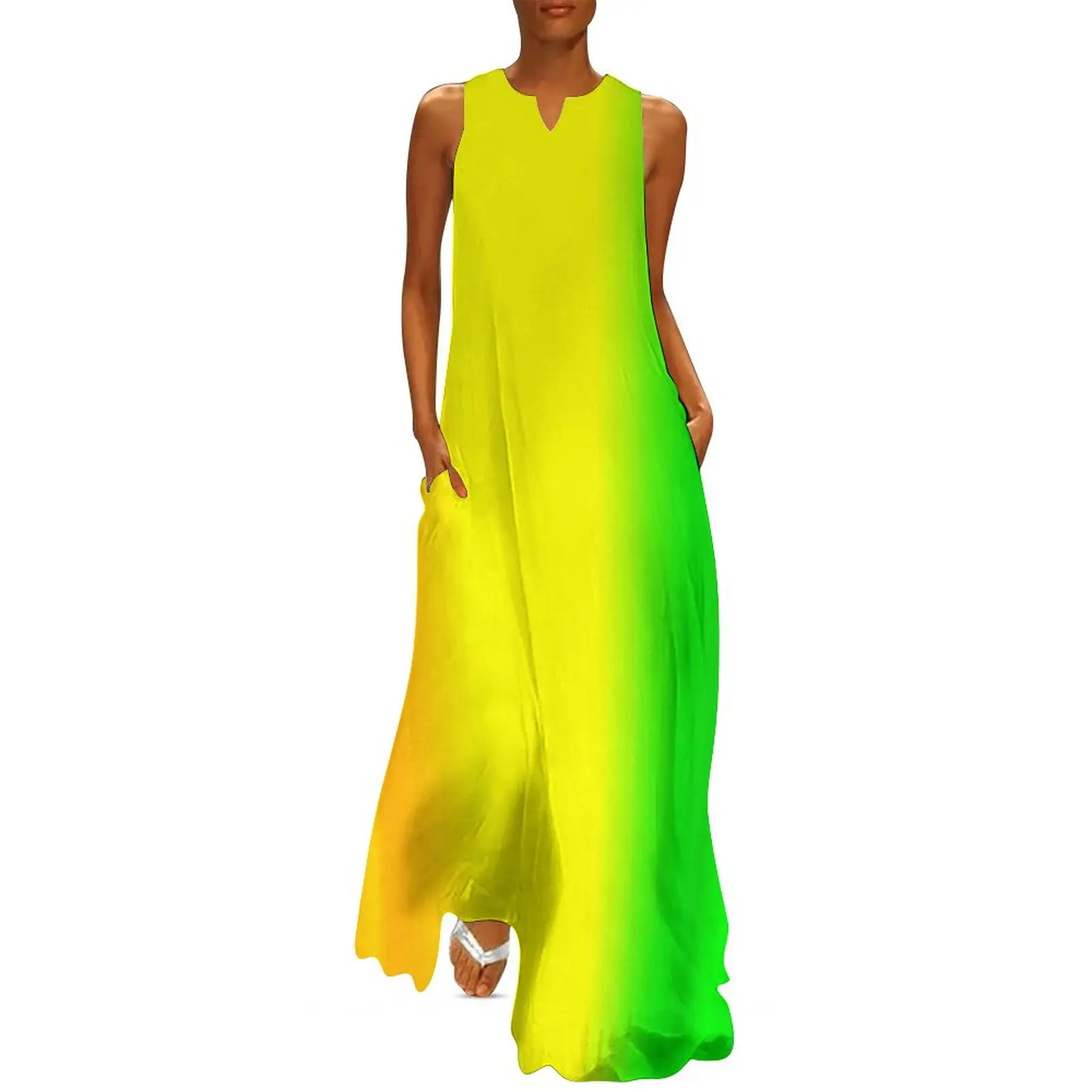 Abito arcobaleno Stampa colorata Abito maxi elegante Streetwear Boho Beach Abiti lunghi Estate Scollo a V Modello Vestido Big Size 5XL