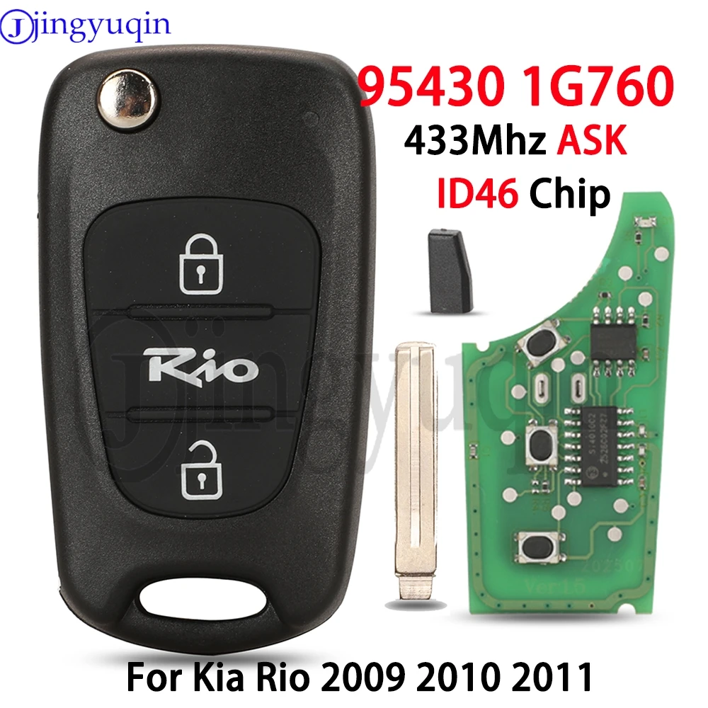 

jingyuqin 95430 1G760 Выкидной ключ-пульт для автомобиля HA-T005 MK5691 433Mhz ASK с чипом ID46 для Kia Rio 2009 2010 2011, автоключ-пульт TOY40