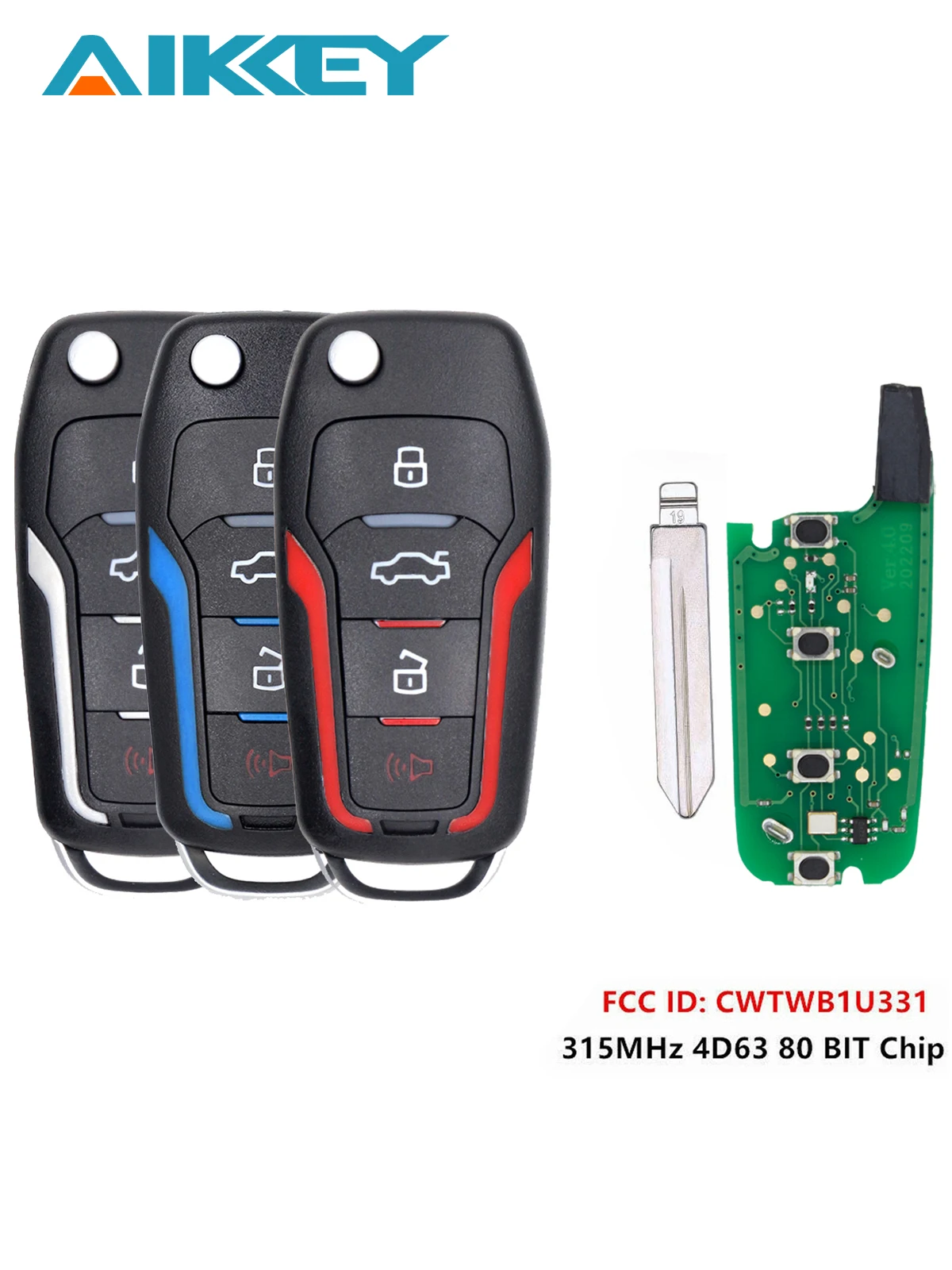 Car Remote Key CWTWB1U331 ASK Entry Vehicle Key 4 Buttons for Ford Explorer Lincoln Mark Mercury Mazda B-Series Car Accessories