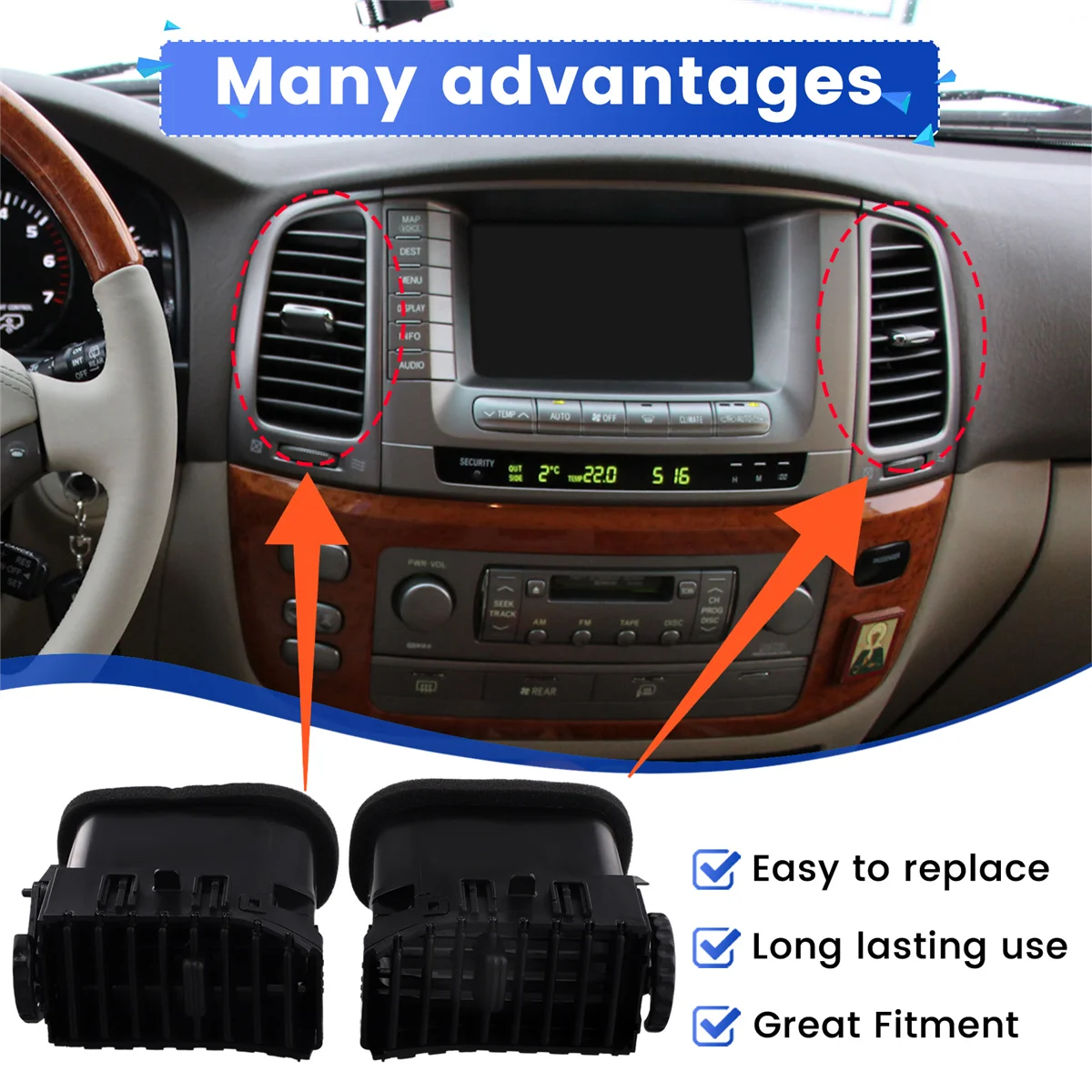 

1Pair Dash Air Conditioning Outlet Air Register for Toyota L New Arrivals 5670-60130