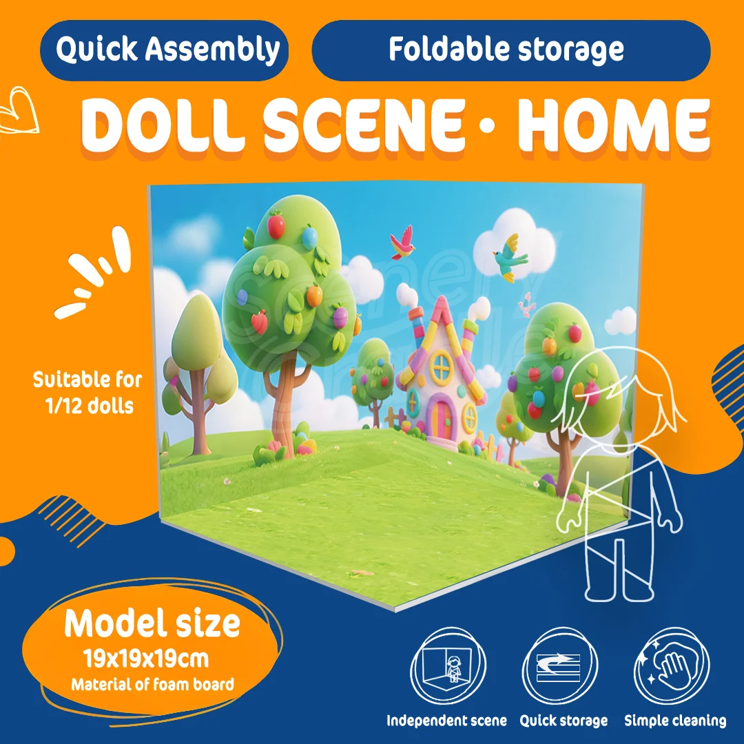 Boîte aveugle tendance, figurines de poupées, scènes d'elfe de la forêt animale, panneau de fond d'affichage en PVC pour vitrines et objets de collection