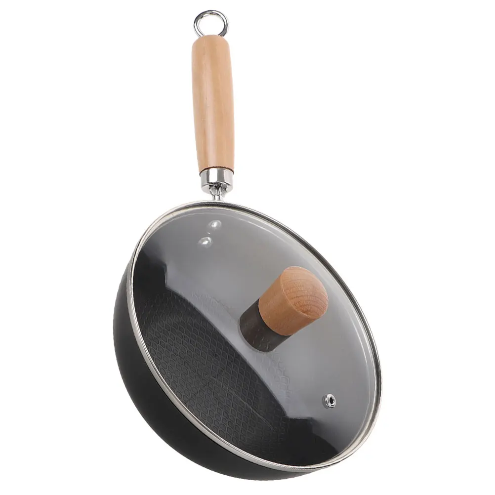 

CastIronWokSaucePanLidElectricStoveSmallCooktopChineseStirFryPansDurableEvenHeatNonstickVersatileCompactSkilletPan