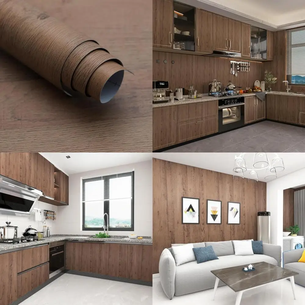 كبير بني داكن الخشب الحبوب قشر وعصا خلفية مقاوم للماء للإزالة ذاتية اللصق 48x196 بوصة ورق اتصال الخشب الصناعي fo