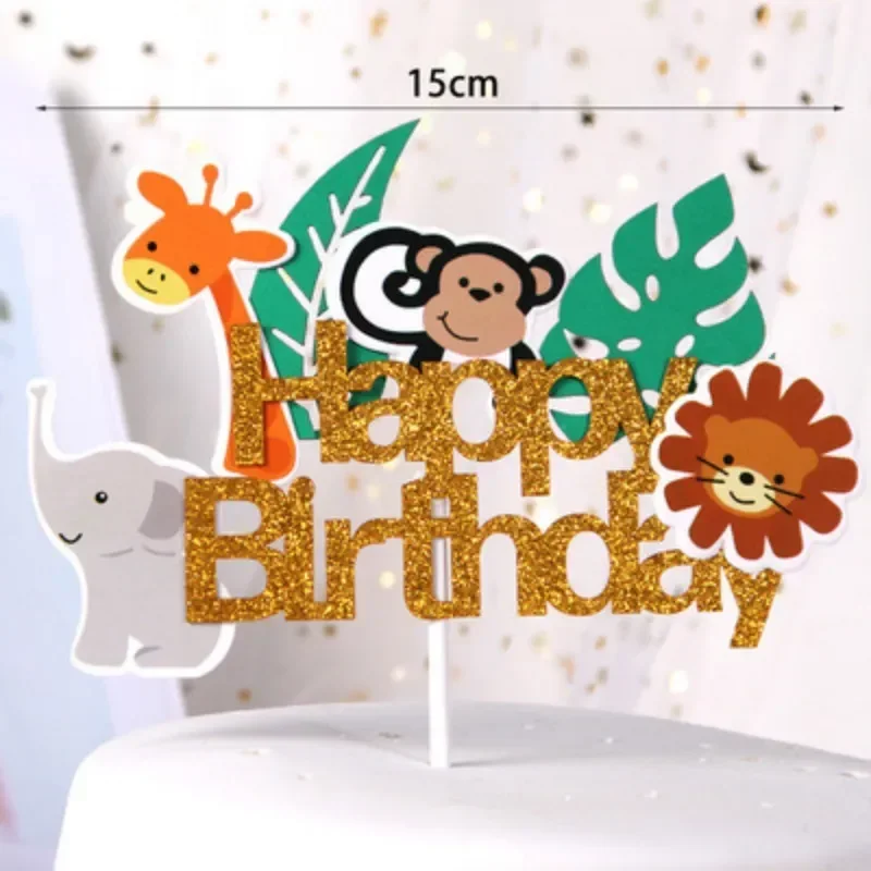Dekorasi kue hewan Happy One 1st Pesta Ulang Tahun hutan hutan rubah tupai landak kue Topper Baby Shower anak Baking