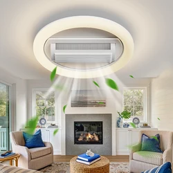 Ultra Thin Bladeless Ceiling Fan with Lighting Remote Control Minimalism Modern Fan Lighting Living Room Bedroom Led Ceilingfan
