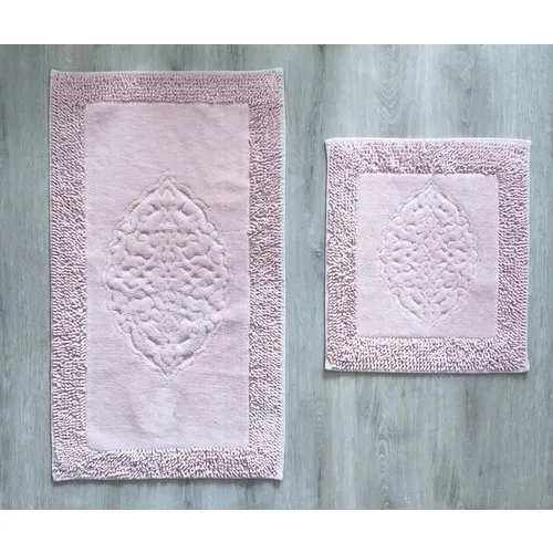 DedeEvTekstil 2'li Cotton Edge Pasta Bath Mat Pad 2'li. Washable, 3 Different Color, Bath Mat.