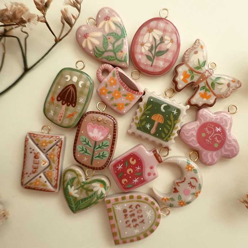 New Fashion Bow Moon Pendant DIY Drip Oil Painting Color Series Plating Color Preservation