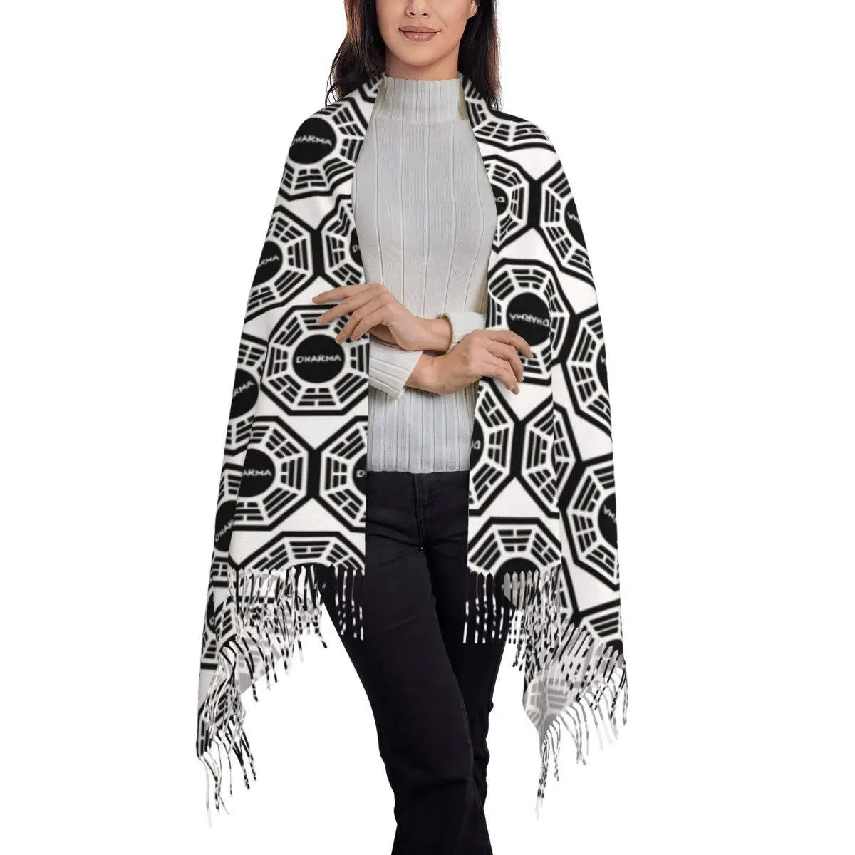 The Dharma Initiative Scarf Tassel Scarves for Women Soft Warm Shawls and Wraps Long Fall Winter Shawl Wrap