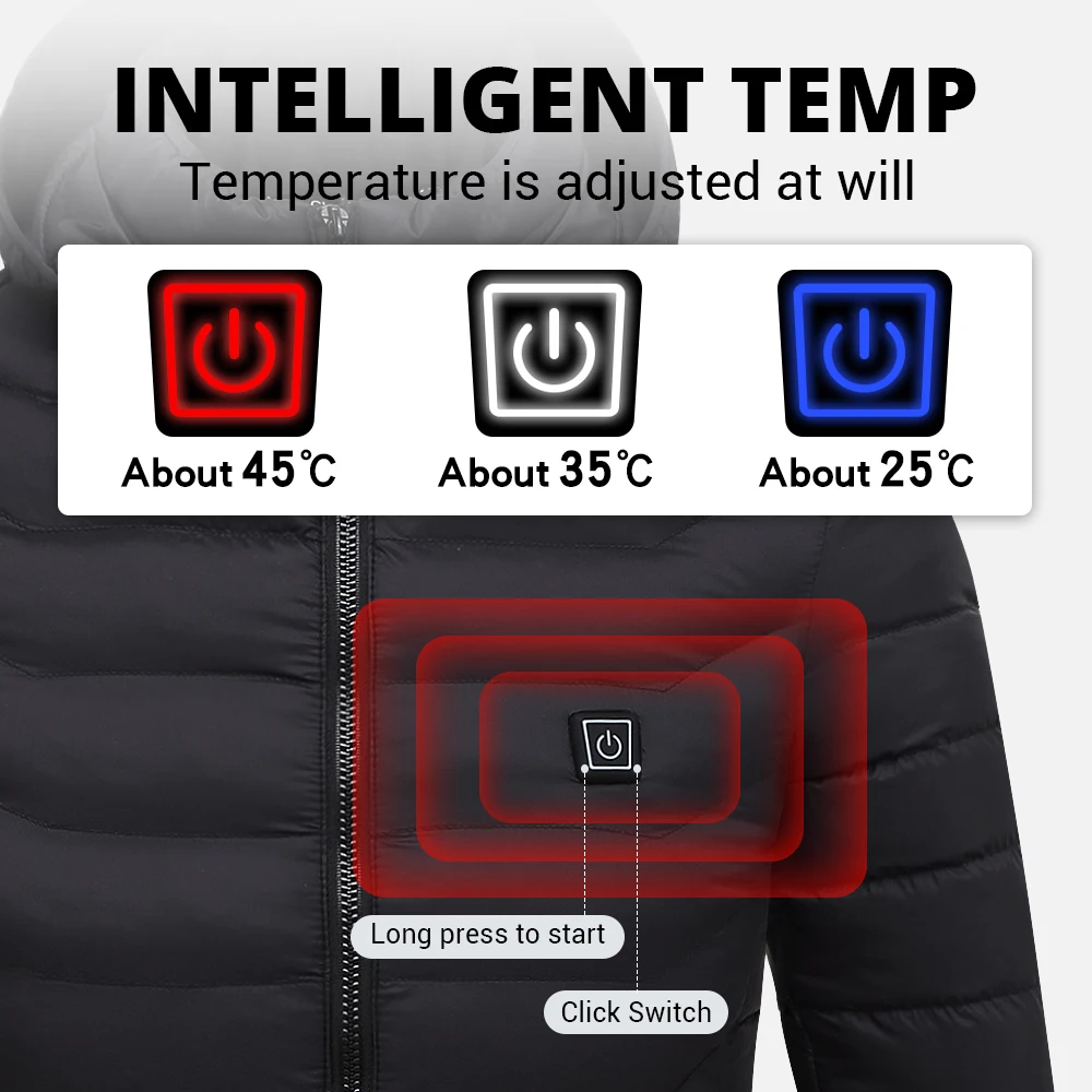 Men Winter 15 Areas Heated Jacket USB Warm Heating Undershirt Electric Heating Jacket Clothing Can Heated Cotton Jacket S-6XL