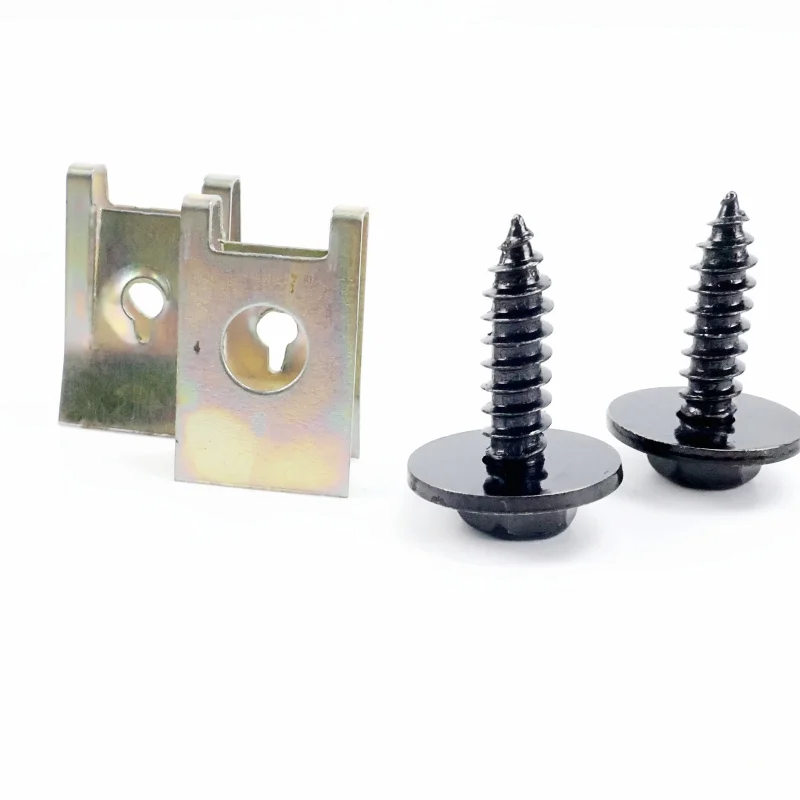 20/40PCS Car Screw Base U Clip Car Modification Fastener Metal Fender Bumper Protection Clip Interior Accessories
