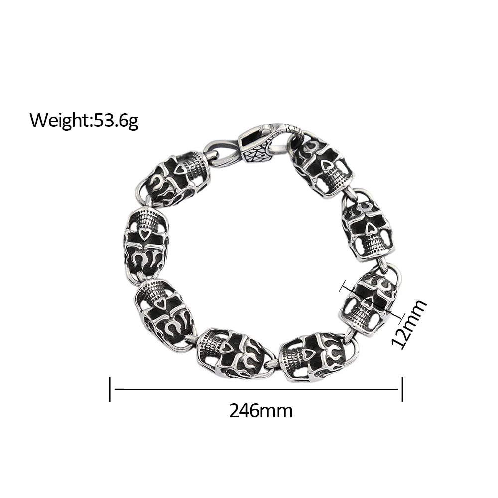 فاسق الصخرة الجمجمة سوار الفولاذ المقاوم للصدأ الهيب هوب الهيكل العظمي الرجال أساور أبدا تتلاشى دراجة نارية الذكور مجوهرات الحفلات دروبشيبينغ