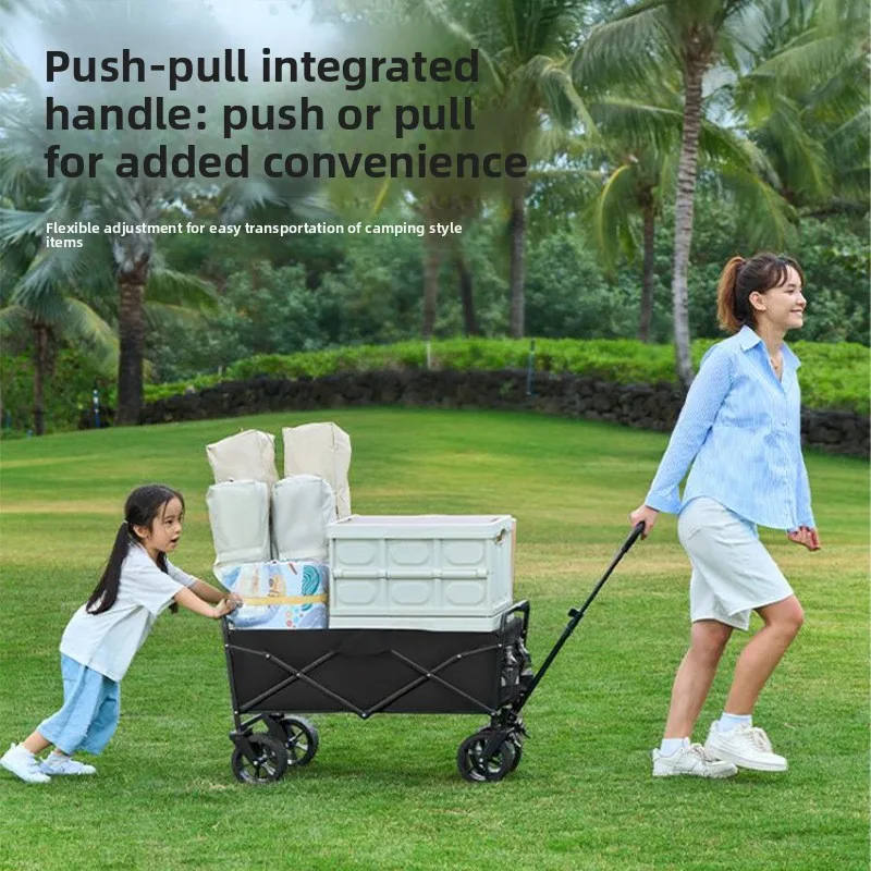 Outdoor Camping Folding Cart Table Portable Picnic Stall Movable Picnic Camping Cart Shopping Trolley Outdoor Camping Trolley
