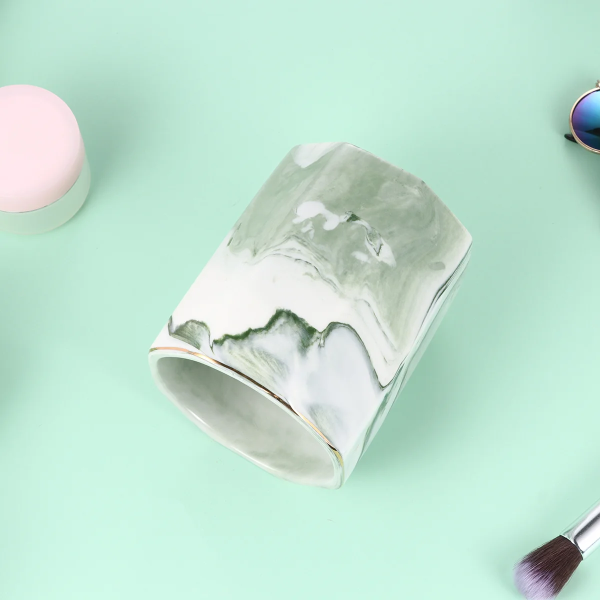 

Fancy Brush Decorative Makeup Shape Ceramic Pen Holder Pencil Organizer Pot Container