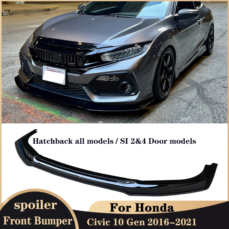 3PCS GR STYLE 2&4 Door Car Front Bumper Spoiler Diffuser Body Kit Splitter for Honda Civic 2016-2021 10 Gen FK7 Hatchback Parts 