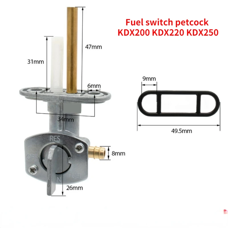 For Kawasaki KDX200 KDX220 KDX250 Fuel Cock Tank Gas Faucet Petrol Tap 1989-2006 Fuel Valve Petcock Switch Assembly KDX 200