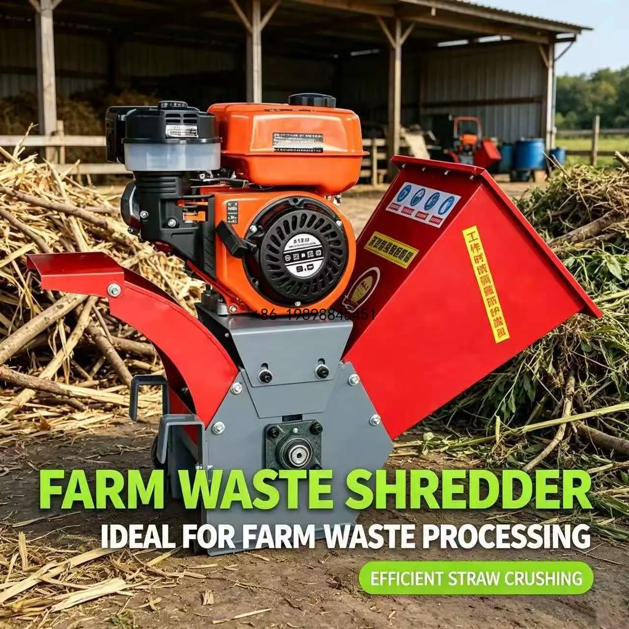 Portable Agricultural Straw Shredder Cotton Stalk Chopping Orchard Twig Grinder Farm Crop Waste Crusher