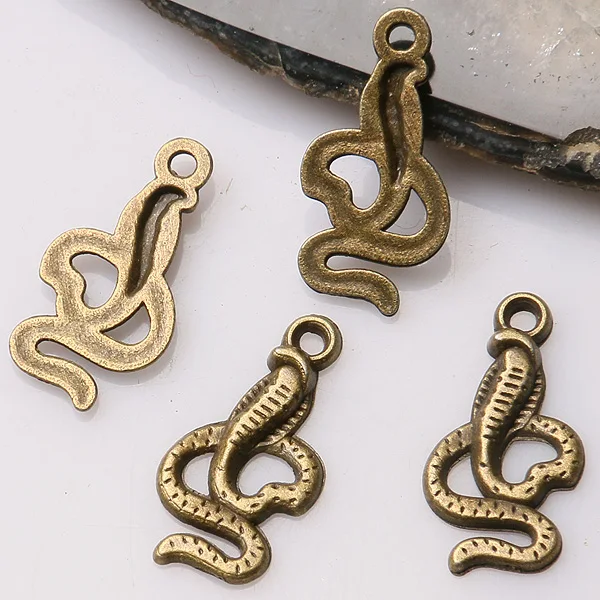 

20pcs 18*10mm Antiqued Bronze Color Cobra Snake Design Charms EF3495 Charms for Jewelry Making