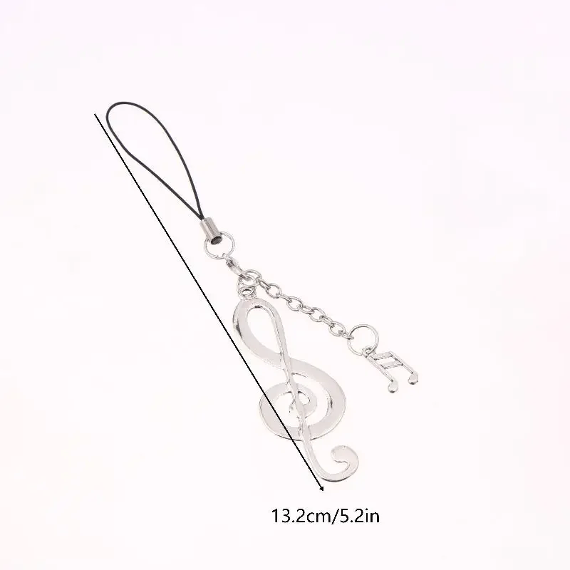 1/2Pcs Y2K Vintage Musical Note Mobile Phone Lanyard Trendy Metal Musical Note Phone Chain Keyring Charm Pendant Gifts