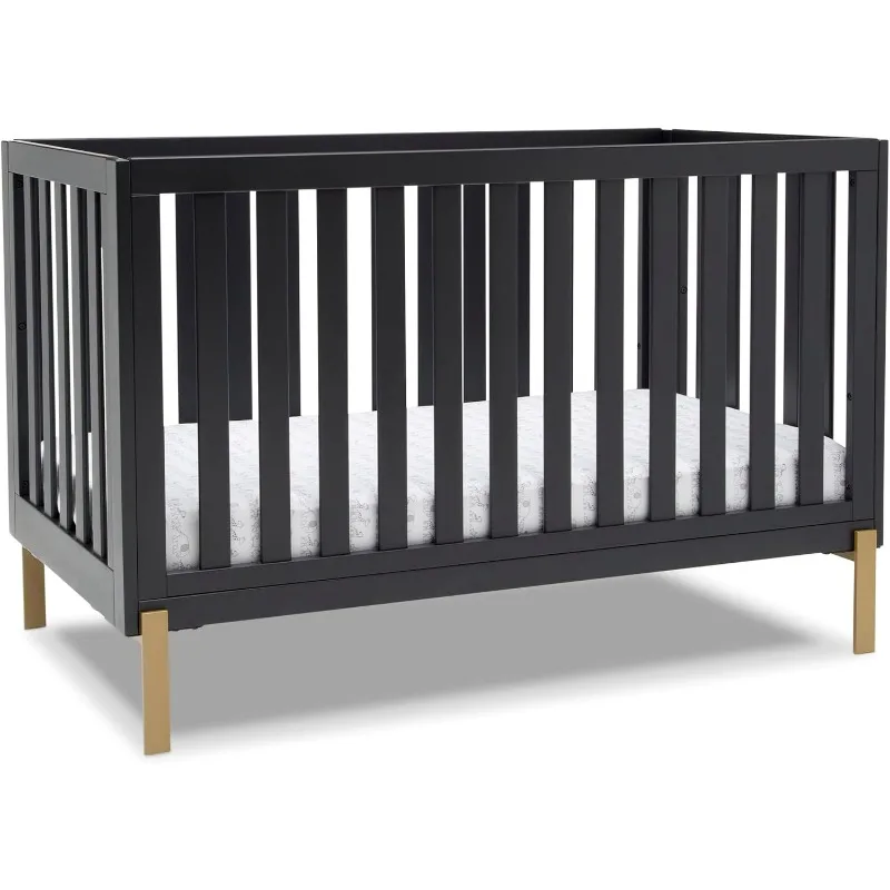 4-in-1 Convertible Crib, Midnight Grey/Bronze