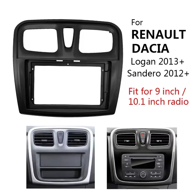 2 Din 9 Inch Car Radio Fascias for RENAULT Sandero Symbol Logan 2014+ Dashboard Frame Installation DVD Gps Mp5 Multimedia Player