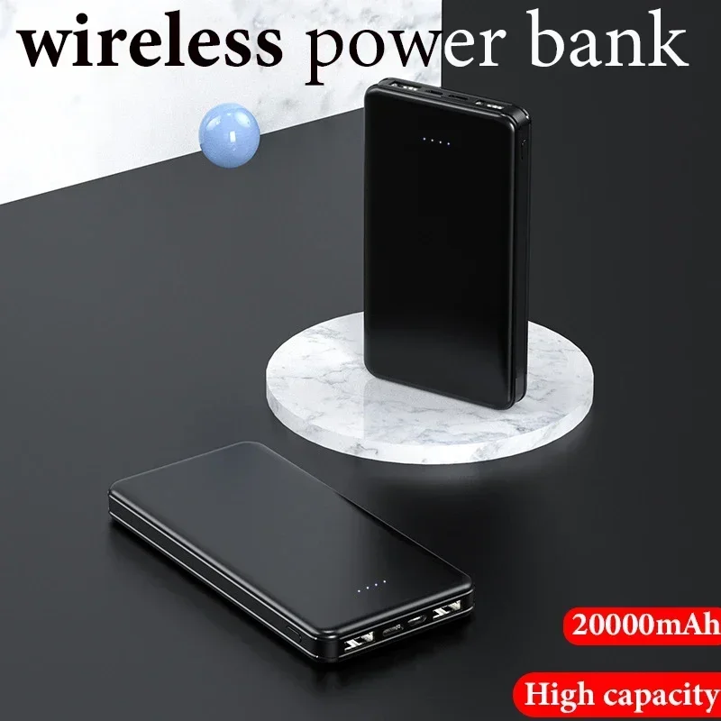 New portable power bank 20000mAh large capacity 10W fast charging wireless power bank suitable for iPhone Samsung Xiaomi Huawei