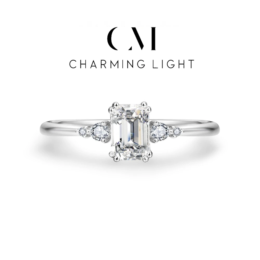 

Charming Simple 0.6CT Emerald Cut Moissanite Diamond Ring S925 Silver For Women Classic Engagement Fine Party Jewelry Gifts