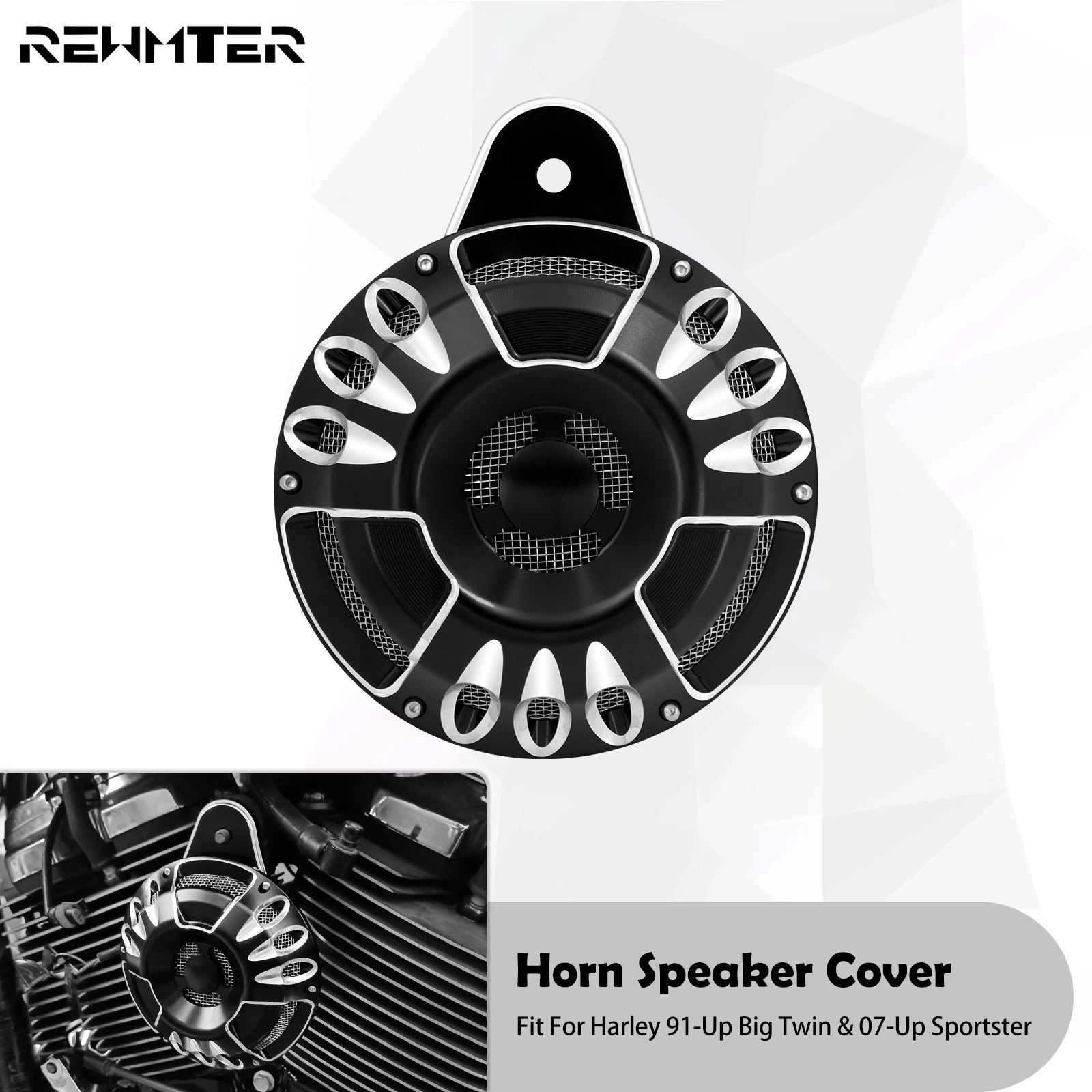 Motorcycle Horn Speaker Cover Kit CNC Horns Cap For Harley Touring Softail Dyna Big Twin Cam 91-Up Sportster XL 1200 883 2007-Up