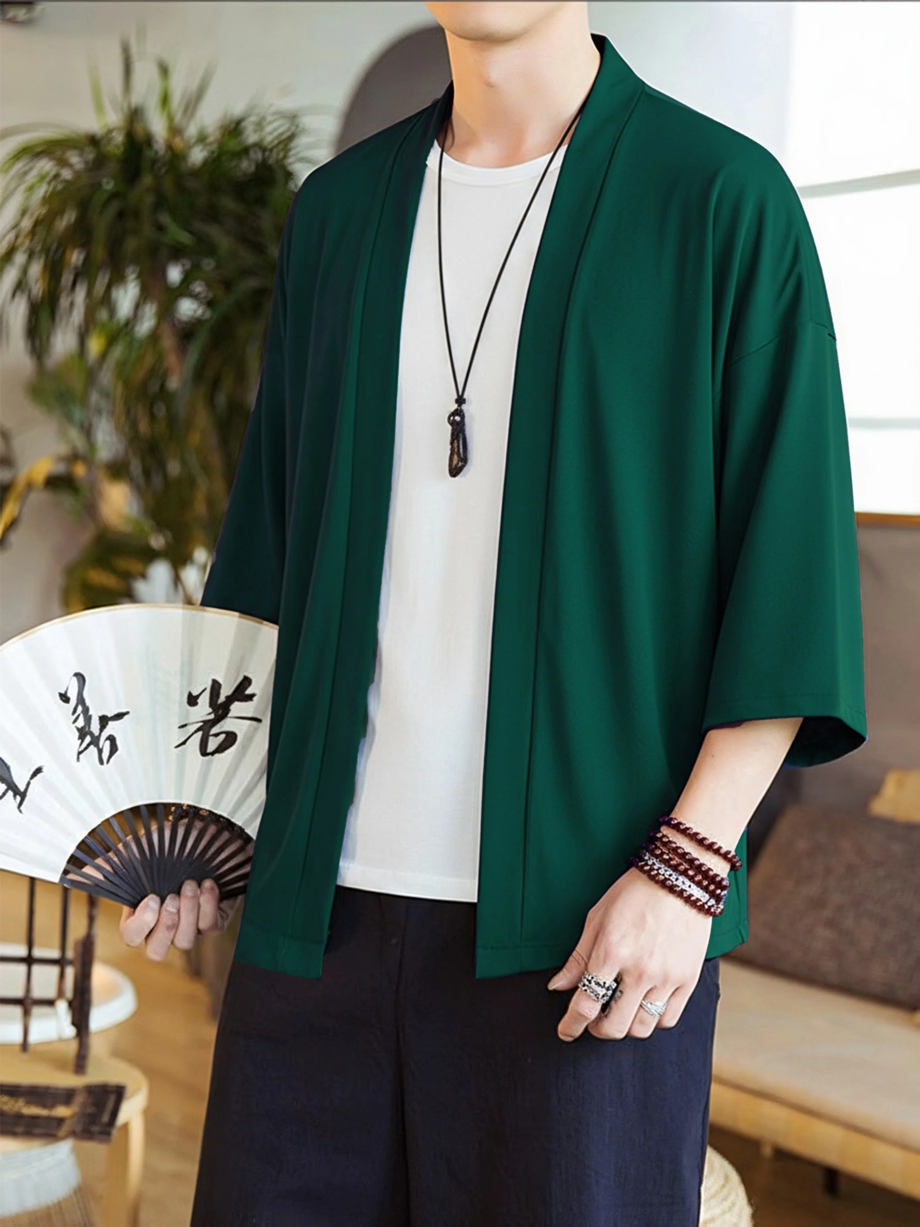 Kimono Masculino de Verão 2026 com Estampa 3D, Respirável, Leve, Casual e Moderno para Uso Externo
