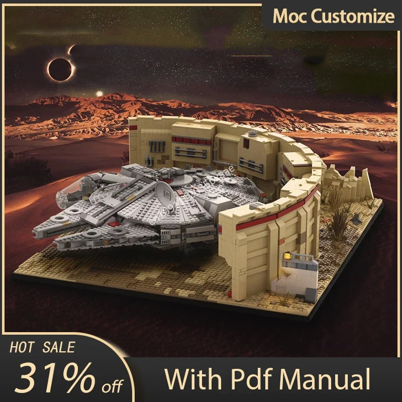 

Moc Star Movie Scence Tatooine At War Falcon Spaceport Model Millennium Falcon Set Building Blocks Assembly Bricks Toy Kids Gift