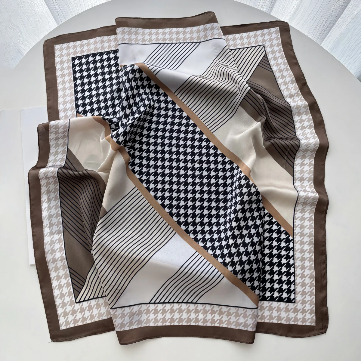 New Printed Square Scarf For Women Soft Satin Imitation Silk Scarves Bandanas Luxury Hijab Neckerchief Elegant Shawl Wraps view 6